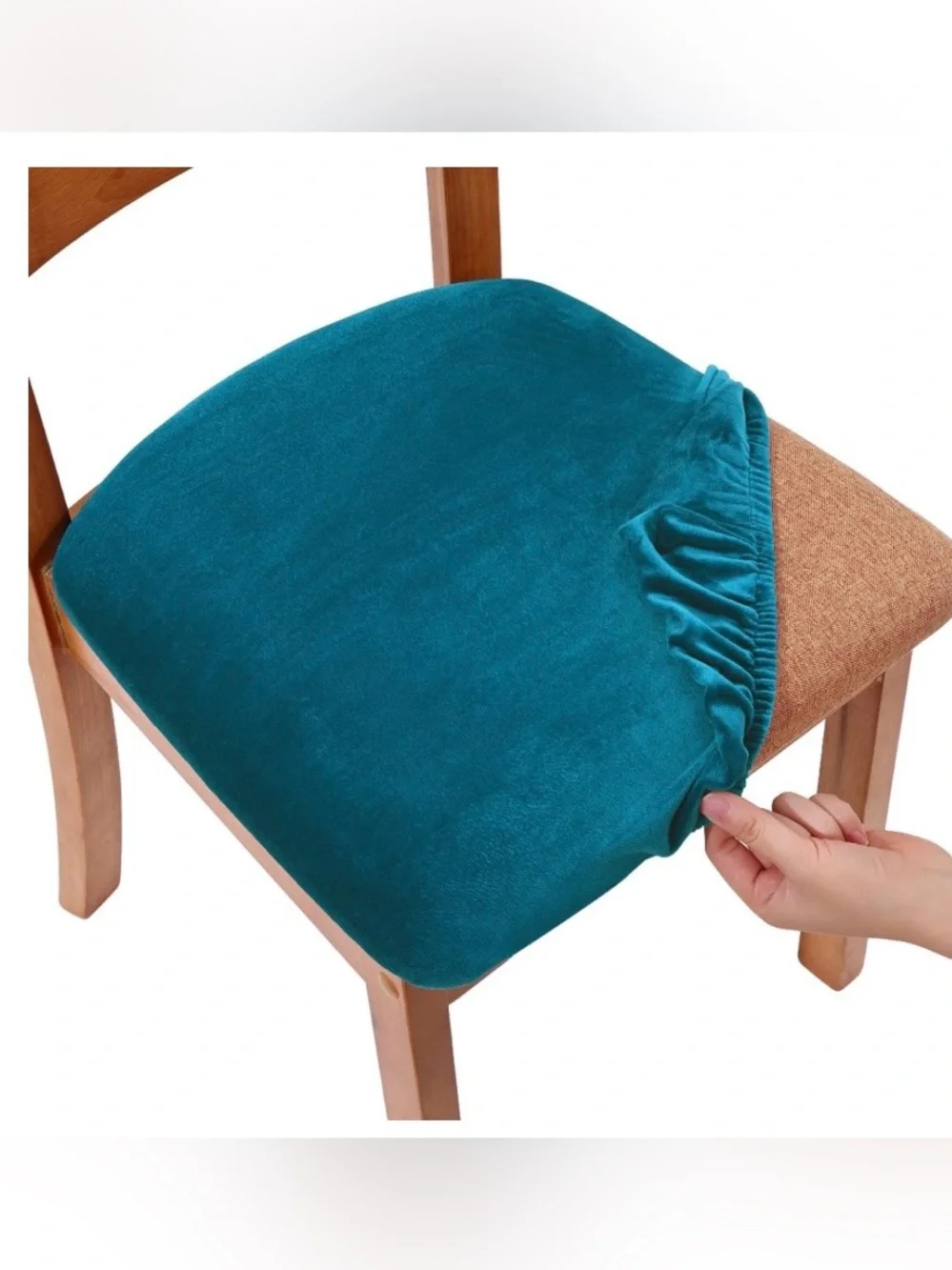 Velvet Chair Covers (4-Pack) PEACOCK BLUE